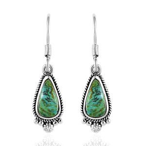 Genuine Blue Moon Turquoise gemstone dangle earrings in 925 Sterling Silver NWT